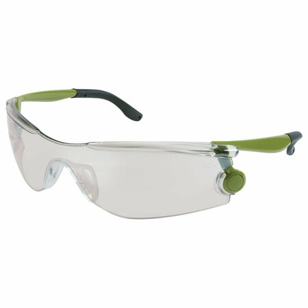 MCR SAFETY Glasses, Mantis Green Temples I/O Clear Mirr Lens, 12PK MT129